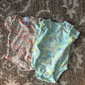 Floral and Mint Green Baby Onesies Set